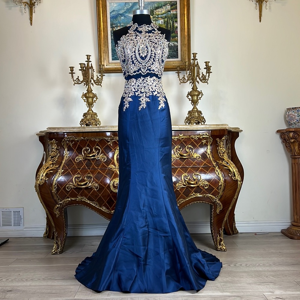 Meier Collection embroidery beaded bodice formal prom dress